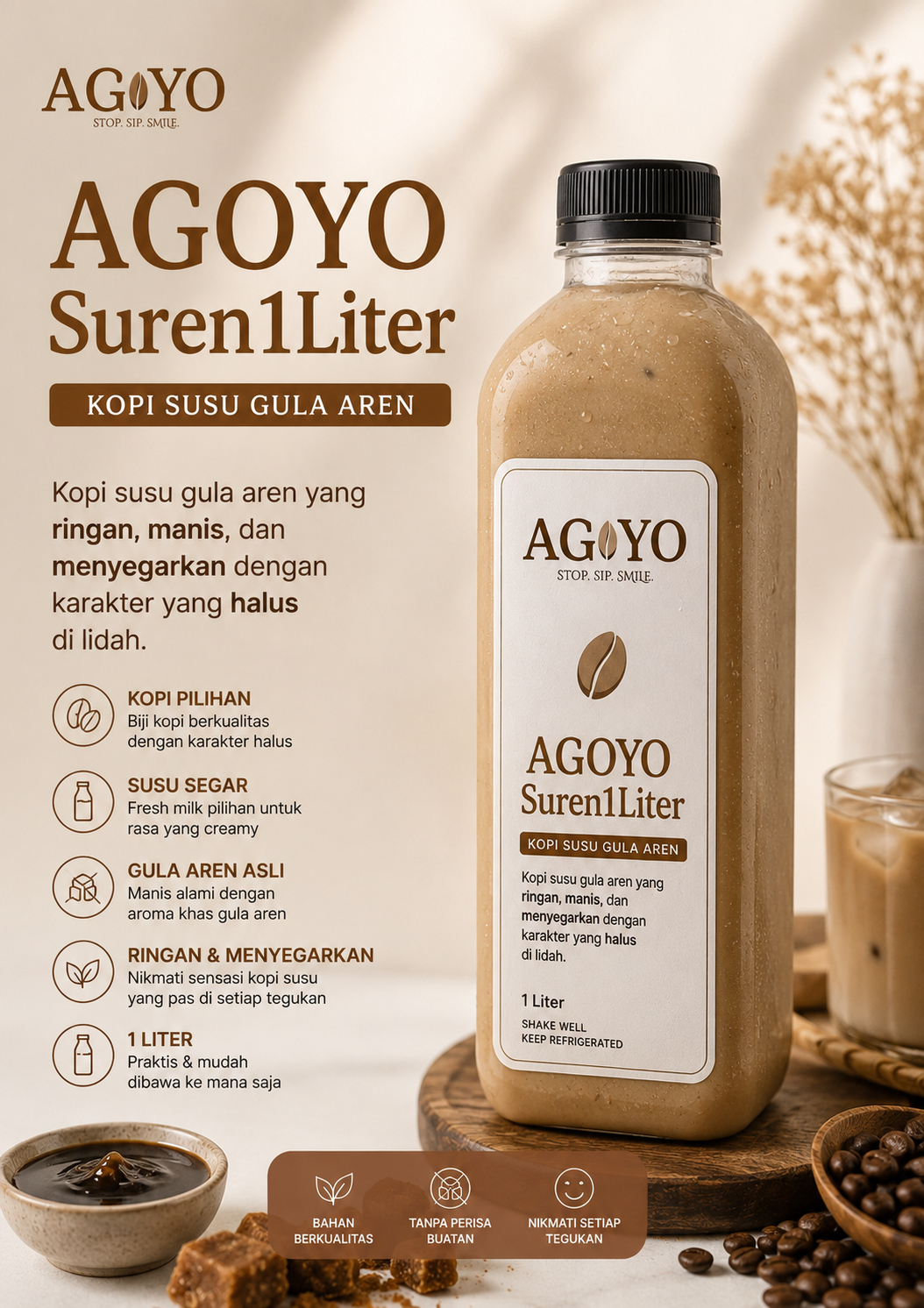 AGOYO Suren 1 Liter - Kopi Susu Gula Aren 1 Liter